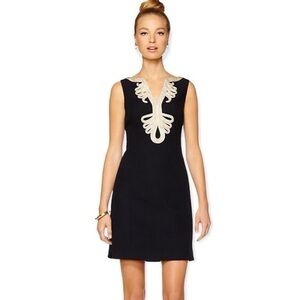 Lilly Pulitzer Plus Size Janice Shift Dress Black gold size 14